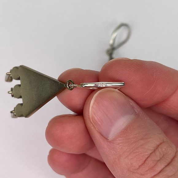 Mars and Valentine Silver 925 Triangle Gold Tone Dangle Drop Earrings - Picture 3 of 3